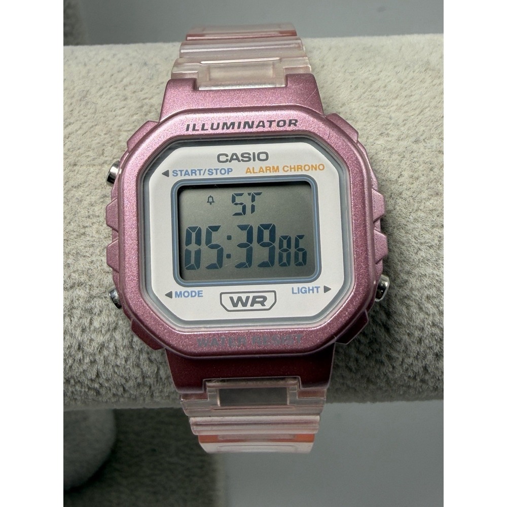 Casio LA-20WH New Battery Ladies Watch 30MM 7.25" Clear Pink Resin Band